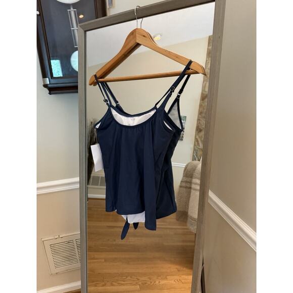 NWT seaFancy Women Blue Tie waist Swimsuit Tankini Top‎ Medium - Picture 4 of 5